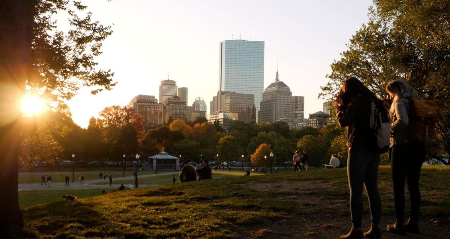 日落的波士顿公园