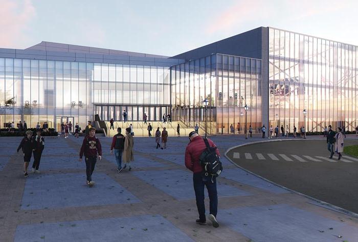 Architectural rendering of the Hoag Basketball Pavilion